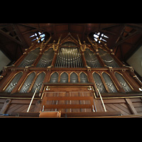 Bergen, Johanneskirke, Orgel mit Spieltischrückwand perspektivisch