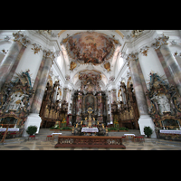 Ottobeuren, Abtei - Basilika, Chorraum mit den beiden Riepp-Orgeln