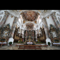 Ottobeuren, Abtei - Basilika St. Alexander und Theodor, Chorraum mit den beiden Riepp-Orgeln