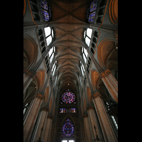 Reims, Cathédrale Notre-Dame, Rückwand und Gewölbe des Hauptschiffs