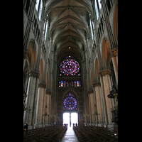 Reims, Cathédrale Notre-Dame, Innenraum / Hauptschiff in Richtung Portal