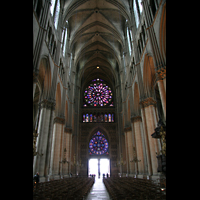 Reims, Cathdrale Notre-Dame, Innenraum / Hauptschiff in Richtung Portal