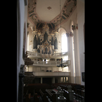Naumburg, Stadtkirche St. Wenzel, Innenraum / Hauptschiff in Richtung Orgel