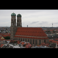 München (Munich), Liebfrauendom, Frauenkirche vom Alt-St.-Peter-Turm gesehen