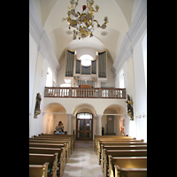 Passau, Wallfahrtskirche Mariahilf, Innenraum in Richtung Orgel