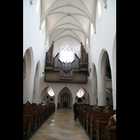 Ingolstadt, St. Moritz, Innenraum / Hauptschiff in Richtung Orgel