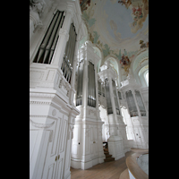 Neresheim, Abteikirche, Orgel mit Spieltisch