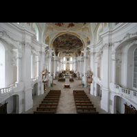 Neresheim, Abteikirche, Blick von der Orgelempore in die Kirche