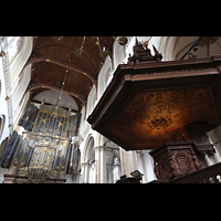 Blick an der Kanzel vorbei zur Hauptorgel Amsterdam, Nieuwe Kerk, Blick an der Kanzel vorbei zur Hauptorgel