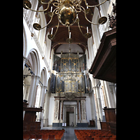 Hauptschiff in Richtung Hauptorgel, links die Chororgel Amsterdam, Nieuwe Kerk, Hauptschiff in Richtung Hauptorgel, links die Chororgel