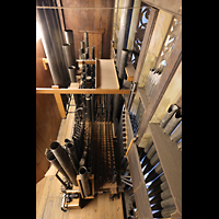 Pfeifen im Oberwerk von oben Amsterdam, Nieuwe Kerk, Pfeifen im Oberwerk von oben