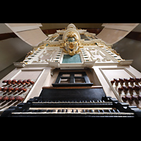 Amsterdam, Waalse Kerk (Oude Walenkerk), Spieltisch und orgel perspektivisch