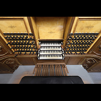 Kampen, Sint Nicolas Bovenkerk, Spieltisch der Hauptorgel von oben