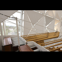 Garden Grove, Christ Cathedral ('Crystal Cathedral'), Blick ber die Chamaden der West Gallery Organ in den Raum und nach drauen