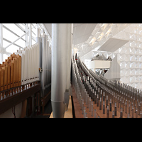 Garden Grove, Christ Cathedral ('Crystal Cathedral'), Pfeifen des Great auf der Spitze des West Towers mit Blick zum East Tower