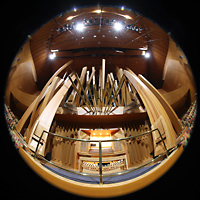 Los Angeles, Walt Disney Concert Hall, Blick auf die Orgel und zur Hallendecke