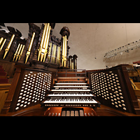 Salt Lake City, Mormon Tabernacle, Spieltisch und Orgel perspektivisch