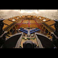 Salt Lake City, Mormon Tabernacle, Blick vom Dach der Orgel in den Saal
