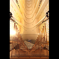 San Diego, First United Methodist Church, Blick von der Hauptorgel mit Festival Trumpet ins Gewlbe