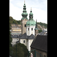 Salzburg, Stiftskirche St. Peter, Blick vom Hohen Weg (Festungsberg) auf die Kirche
