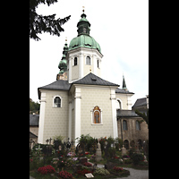 Salzburg, Stiftskirche St. Peter, Ansicht von der Margarethenkapelle vom Friedhof von Osten
