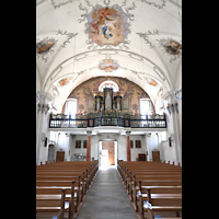 Andermatt, St. Peter und Paul, Innenraum in Richtung Orgel
