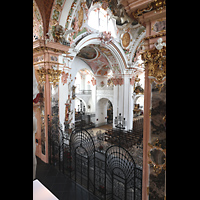 Einsiedeln, Benediktinerabtei, Blick vom oberen Chor �ber das Chorgitter in die Kirche