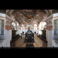 Einsiedeln, Benediktinerabtei, Blick von der r�ckw�rtigen Epore in die Kirche, vorne die Gnadenkapelle