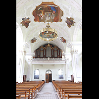 Engelberg, Klosterkirche, Innenraum in Richtung Hauptorgel
