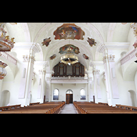 Engelberg, Klosterkirche, Innenraum in Richtung Hauptorgel