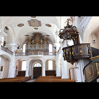 Lachen, Pfarrkirche Heilig Kreuz, Orgel und Kanzel