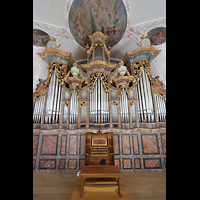 Lachen, Pfarrkirche Heilig Kreuz, Orgel mit Spieltisch