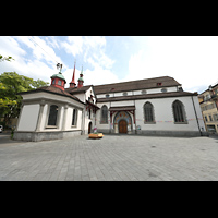 Luzern, Franziskanerkirche St. Maria in der Au, Ansicht von Norden vom Franziskanerplatz