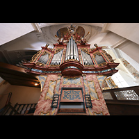 Muri, Klosterkirche St. Martin, Evangelienorgel mit Spieltisch perspektivisch