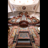 Muri, Klosterkirche St. Martin, Evangelienorgel mit Spieltisch perspektivisch