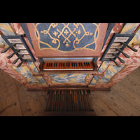 Muri, Klosterkirche St. Martin, Spieltisch der Evangelienorgel von oben