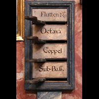 Muri, Klosterkirche St. Martin, Linke Registerstaffel der Evangelienorgel