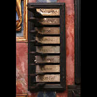 Muri, Klosterkirche St. Martin, Linke Registerstaffel der Epistelorgel