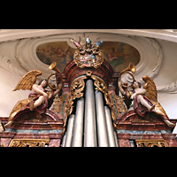 Muri, Klosterkirche St. Martin, Figurenschmuck auf der Epistelorgel