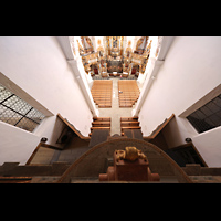 Muri, Klosterkirche St. Martin, Blick vom Dach der Hauptorgel in die Kirche