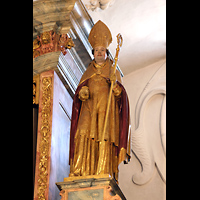 Muri, Klosterkirche St. Martin, Figur des heiligen Martin von Tours links auf dem Hauptwerksprospekt