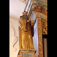 Muri, Klosterkirche St. Martin, Figur des heiligen Benedikt von Nursia rechts auf dem Hauptwerksprospekt