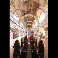 Praha (Prag), Bazilika sv. Jakuba (St. Jakob), Blick von der Orgelempore / Spieltisch in die Basilika