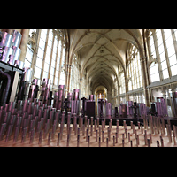 Praha (Prag), Katedr�la sv. V�ta (St. Veits-Dom), Blick �ber die Pfeifen des Solo Grand Cornet zum Triforium