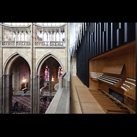 Praha (Prag), Katedr�la sv. V�ta (St. Veits-Dom), Hauptorgelprospekt und -spieltisch seitlich