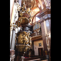 Praha (Prag), Kostel sv. Franti�ka z Assisi (Kreuzherrenkirche), Kanzel und Orgel