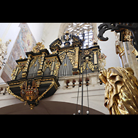 Praha (Prag), Matka Bo�� pred T�nem (Teyn-Kirche), Orgelempore mit Fresko an der S�dwand