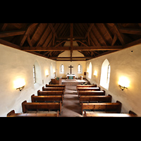 Berlin, Alte Pfarrkirche (Dorfkirche Lichtenberg), Orgel seitlich (ge�ffnet: Pedalpfeifen des Zink 8')