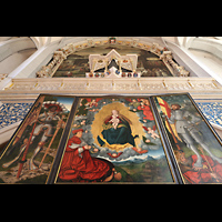 Halle (Saale), Marktkirche Unserer Lieben Frauen, Altarbild von Lucas Cranach d.�. (1529) an der Ostwand mit Chororgel
