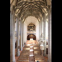 Halle (Saale), Marktkirche Unserer Lieben Frauen, Blick vom Hauptorgelspieltisch in die Kirche